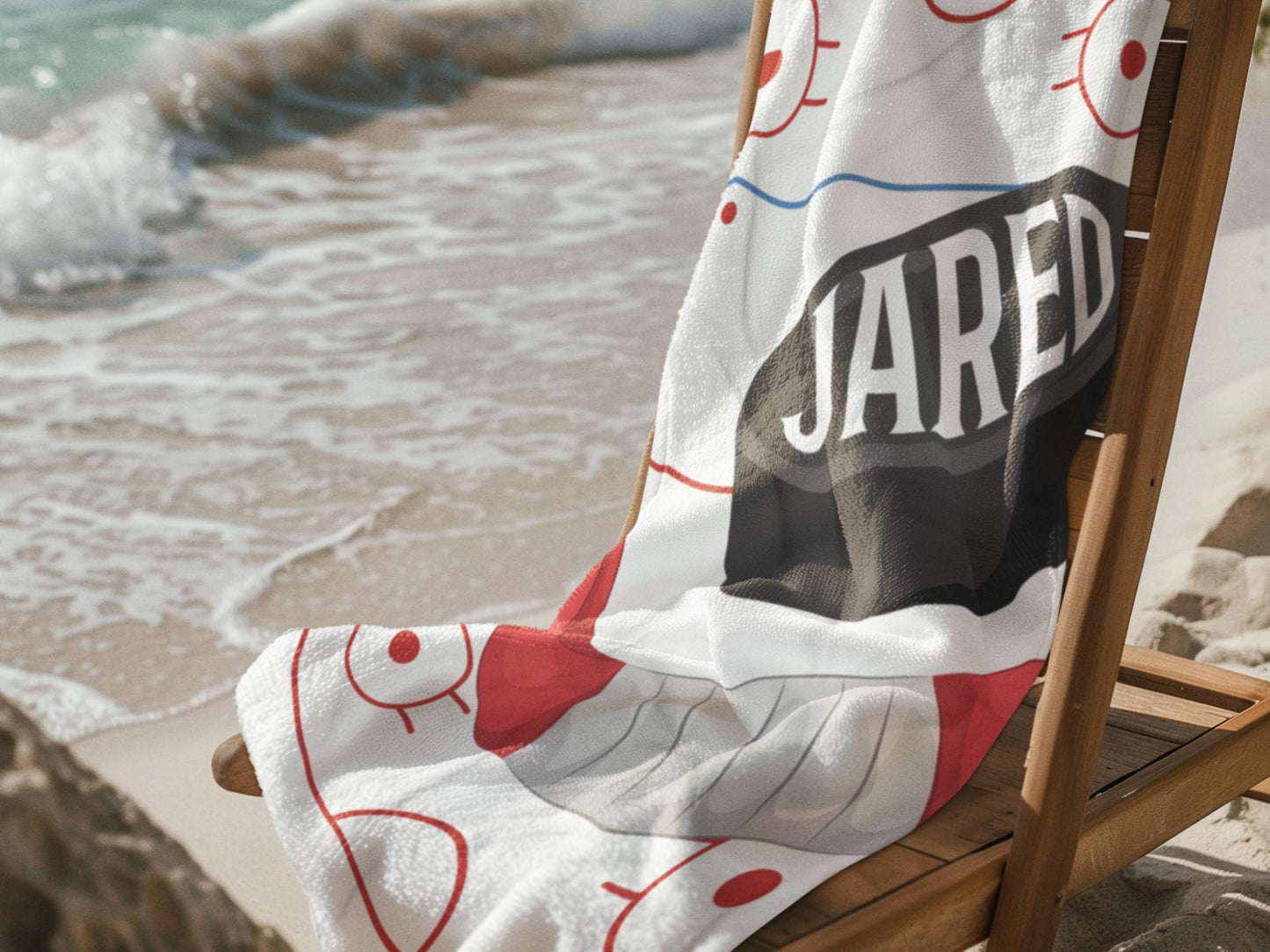 Personalized Hockey Towel: Custom Name Beach & Pool Towel