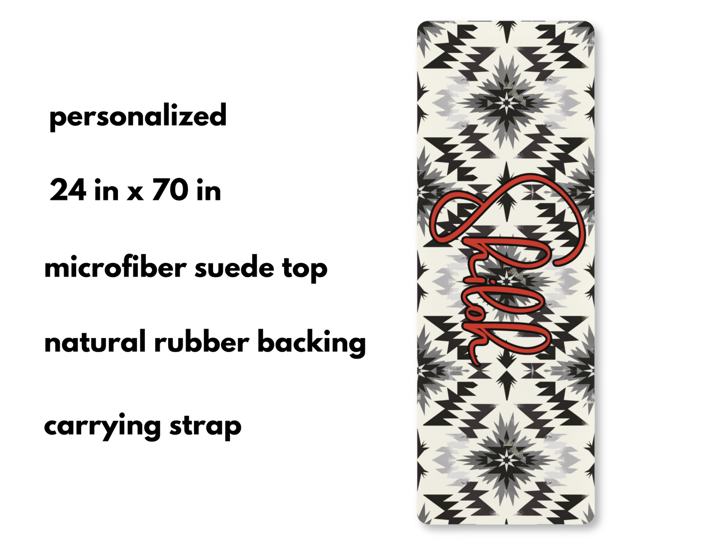 Personalized Southwest Native American Pattern Yoga Mat: Custom Pilates Mat