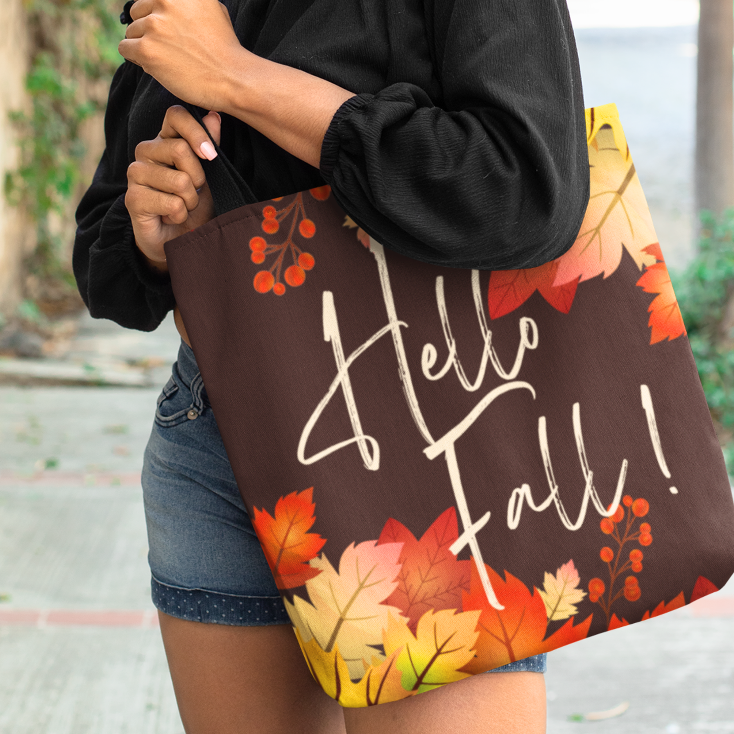 Personalized Fall Leaves Tote Bag in 3 Colors