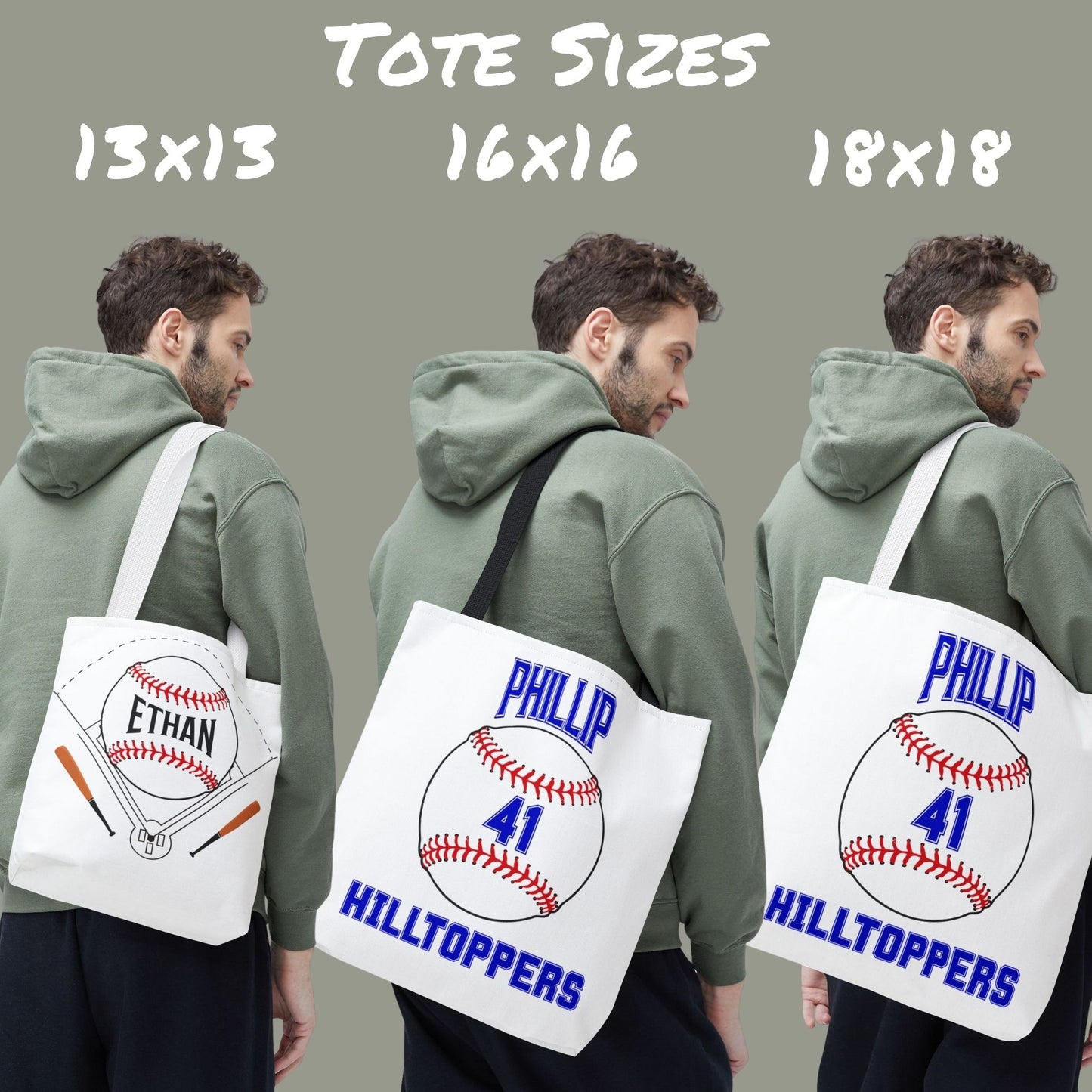 Personalized Baseball Tote Bag: Custom Name & Team Colors