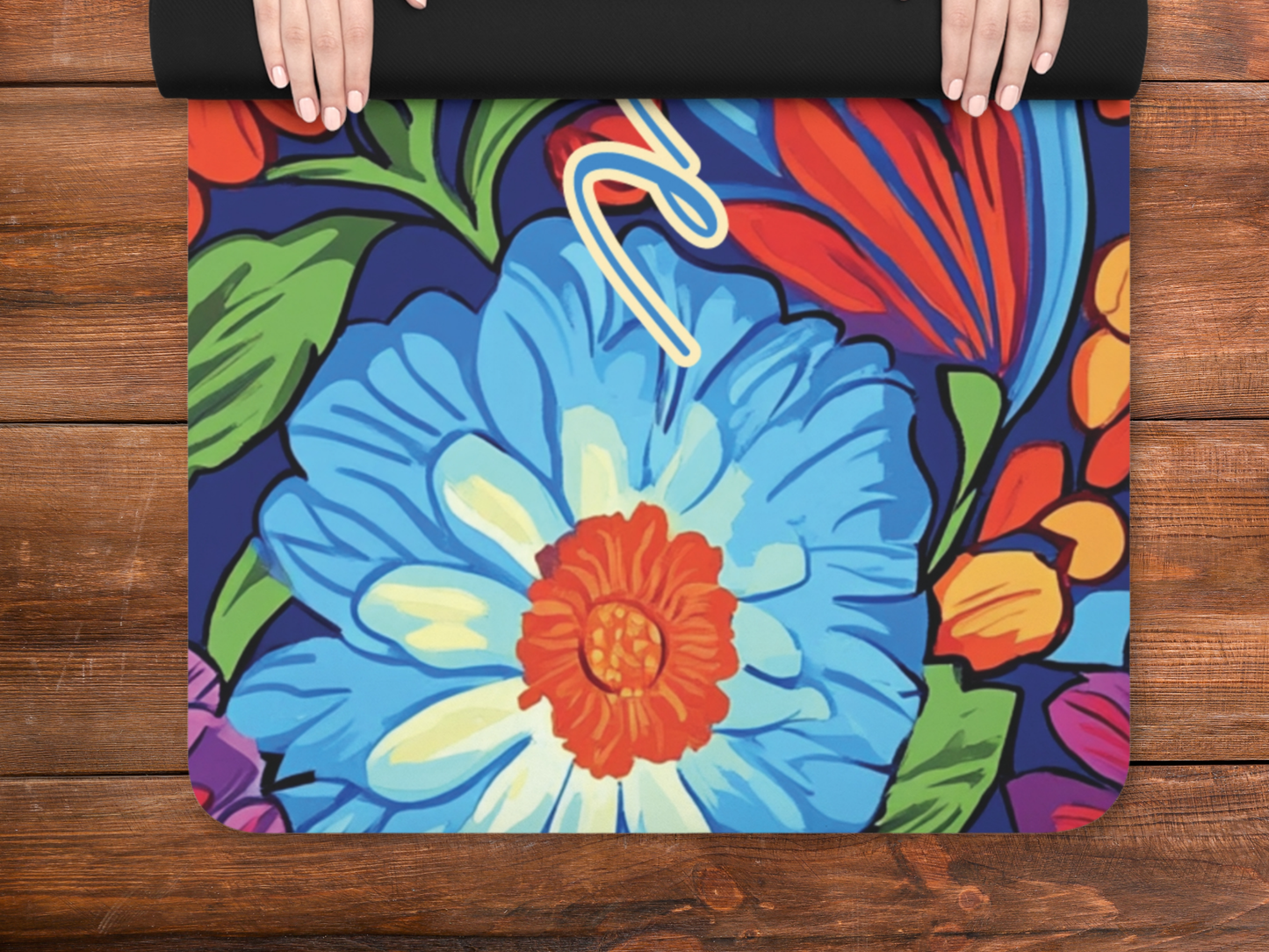Personalized Bold Flowers Yoga Mat: Custom Pilates Mat