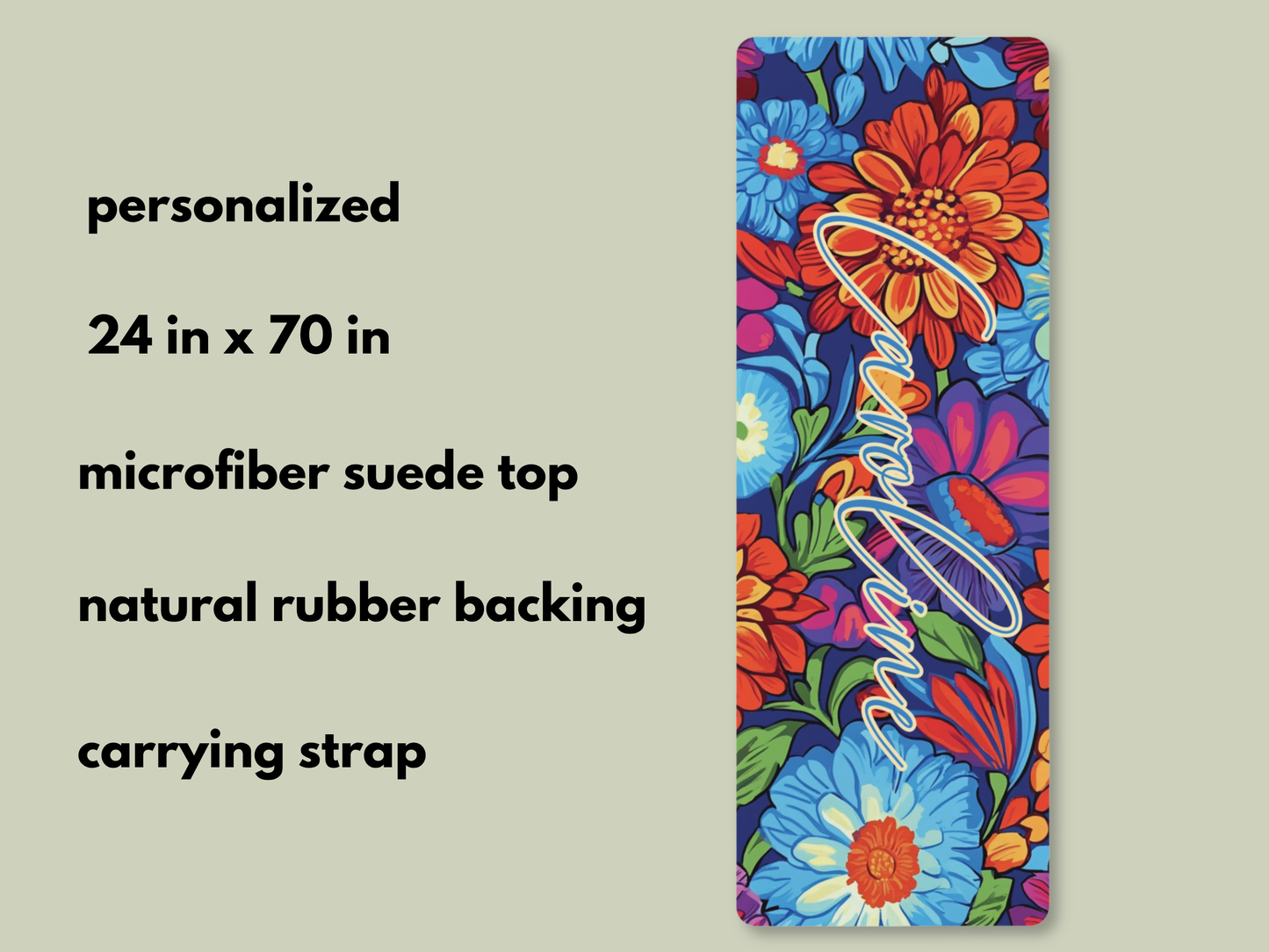 Personalized Bold Flowers Yoga Mat: Custom Pilates Mat