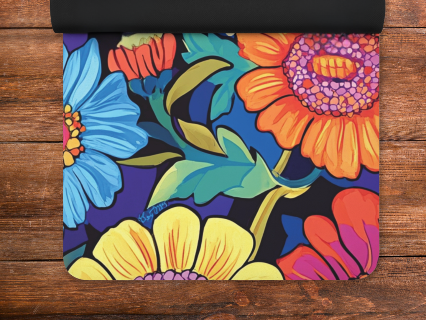 Personalized Bold Flowers Yoga Mat: Custom Pilates Mat