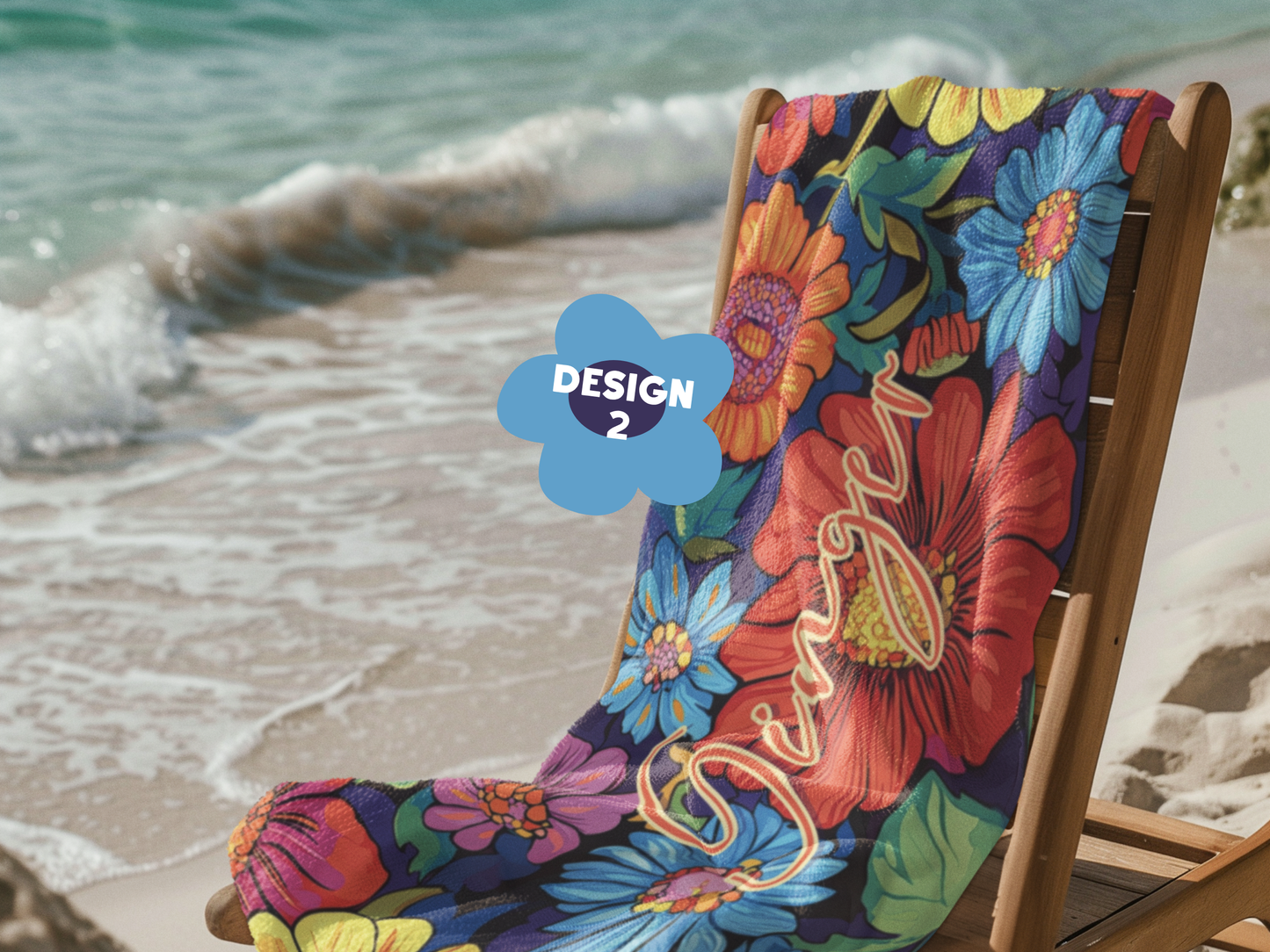 Custom Beach Towel: Personalized Bold Flower Towel - 3 Designs