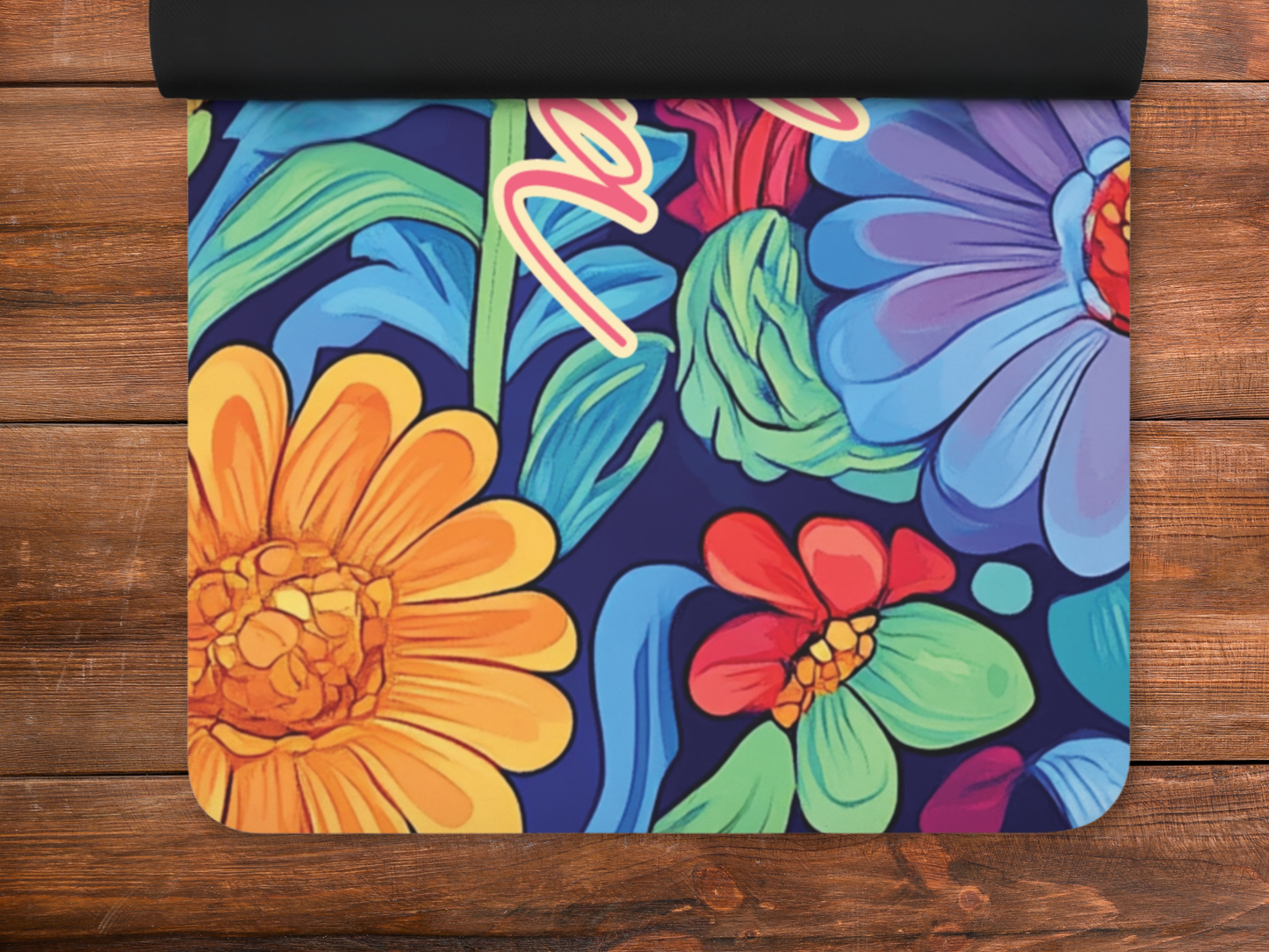 Personalized Bold Flowers Yoga Mat: Custom Pilates Mat