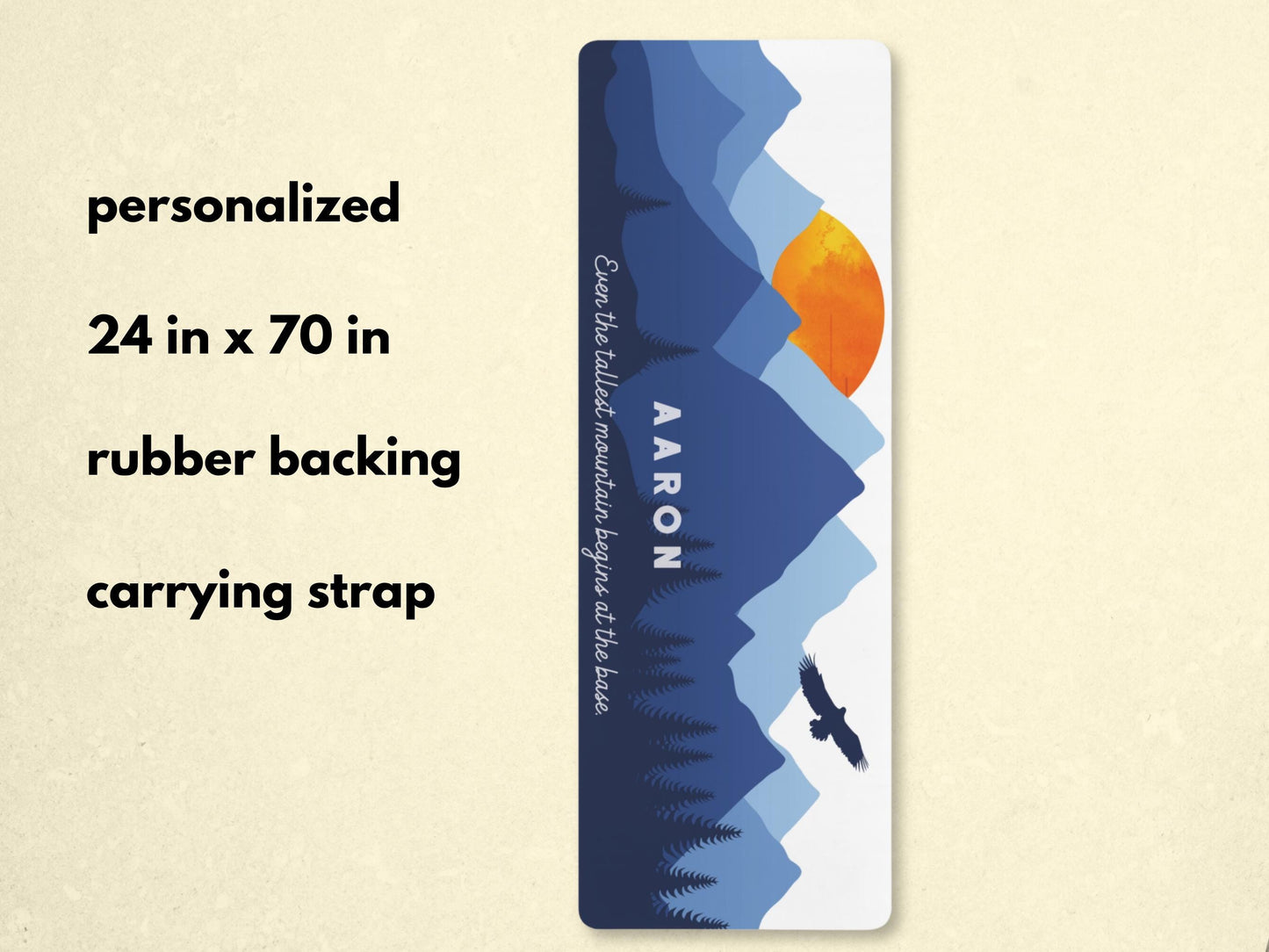 Personalized Mountain Yoga Mat: Blue Ridge Mountains Custom Pilates Mat with Strap