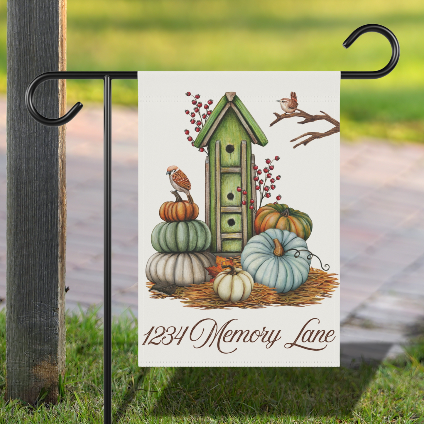 Personalized Birdhouse Yard Flag - Stand NOT Included