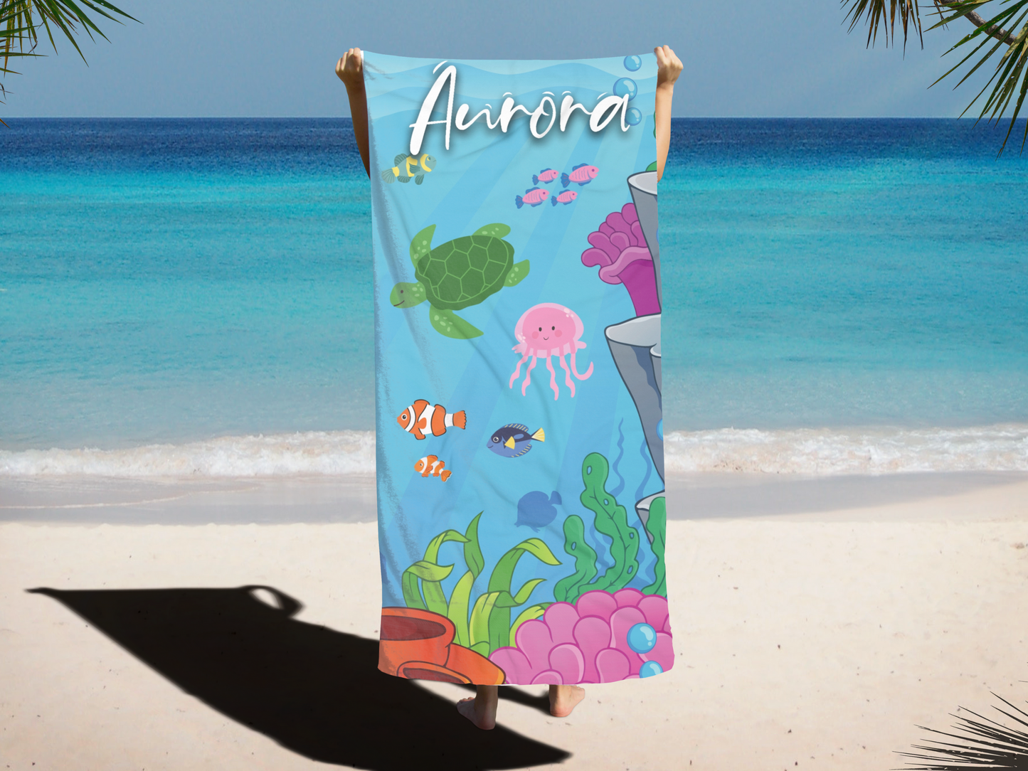 Personalized Kids Beach Towel: Under the Sea Theme
