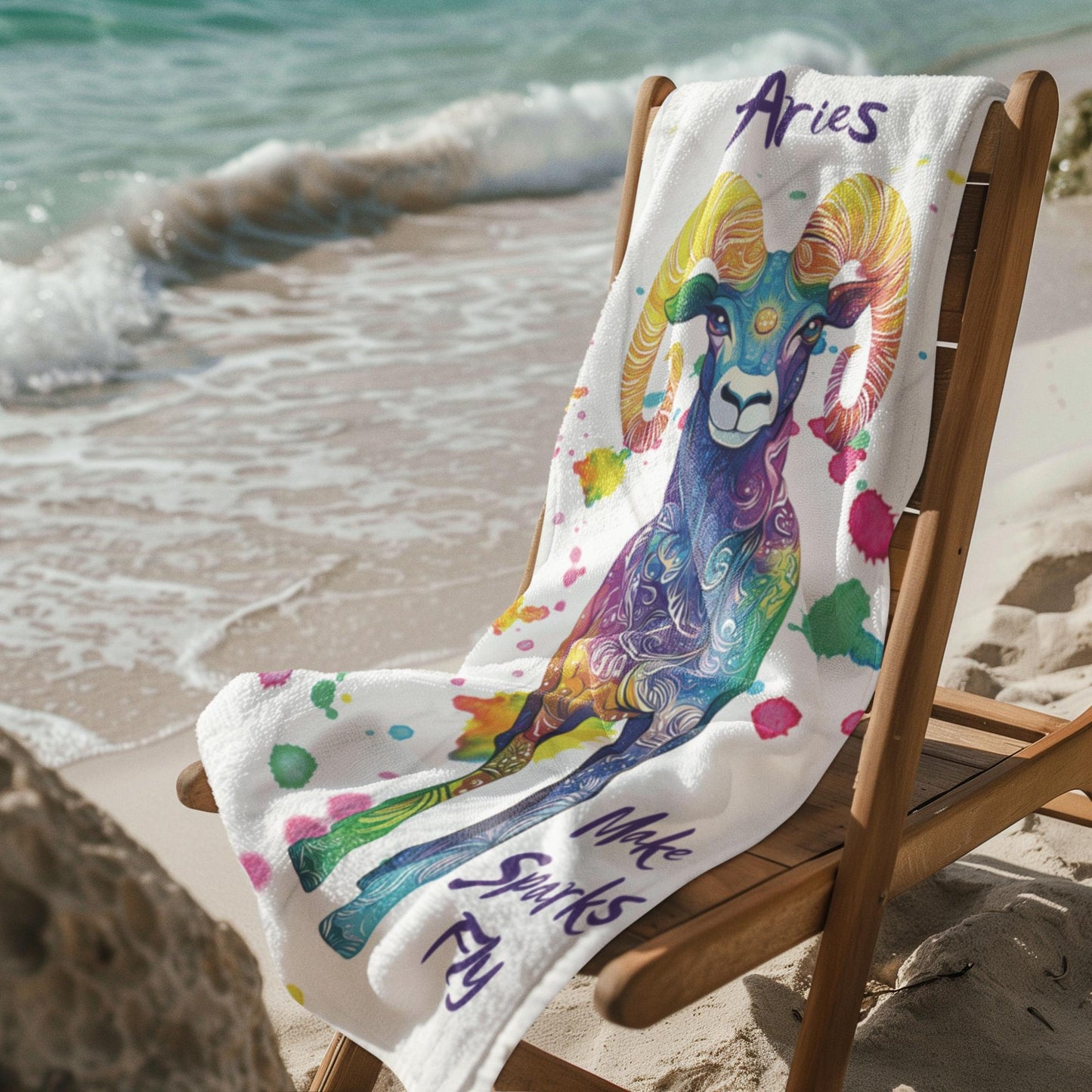Custom Aries Beach Towel: Personalized Zodiac Gift