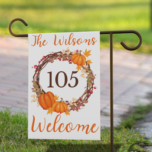 Personalized Autumn Wreath Yard Flag - Stand NOT Included