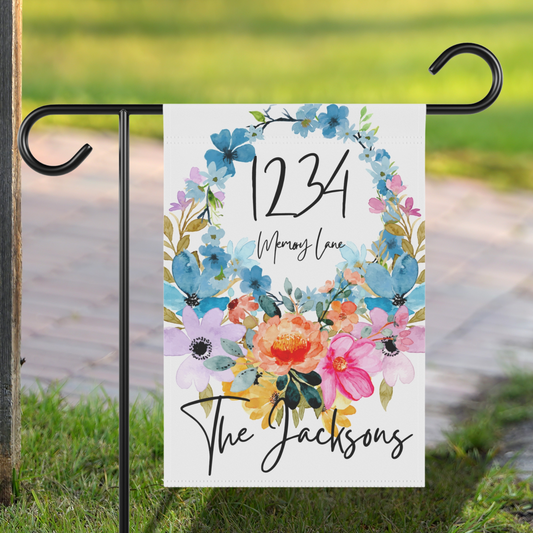 Personalized Wildflower Wreath Yard Flag - Stand NOT Included