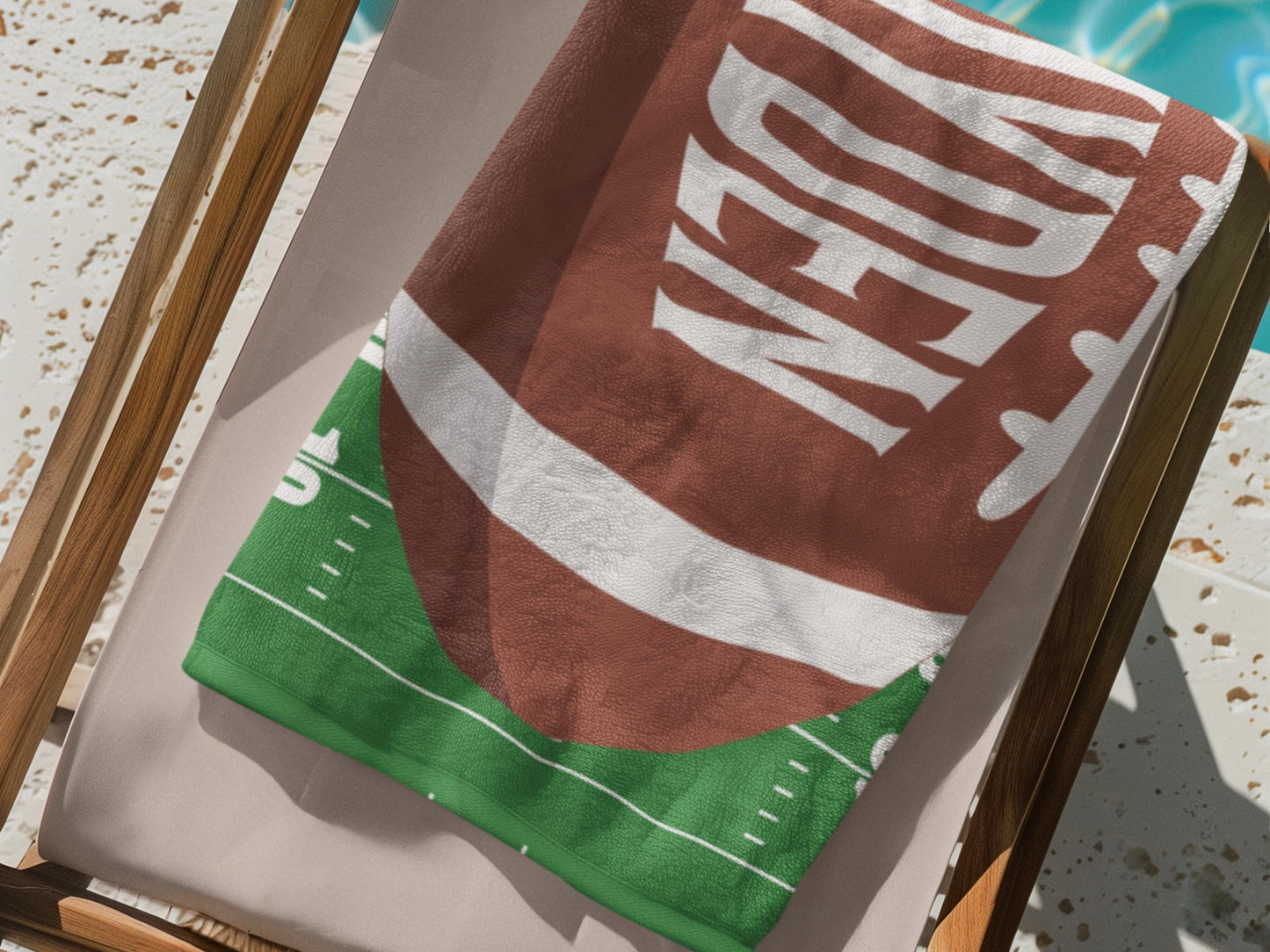 Personalized Football Towel: Custom Name Beach & Pool Towel