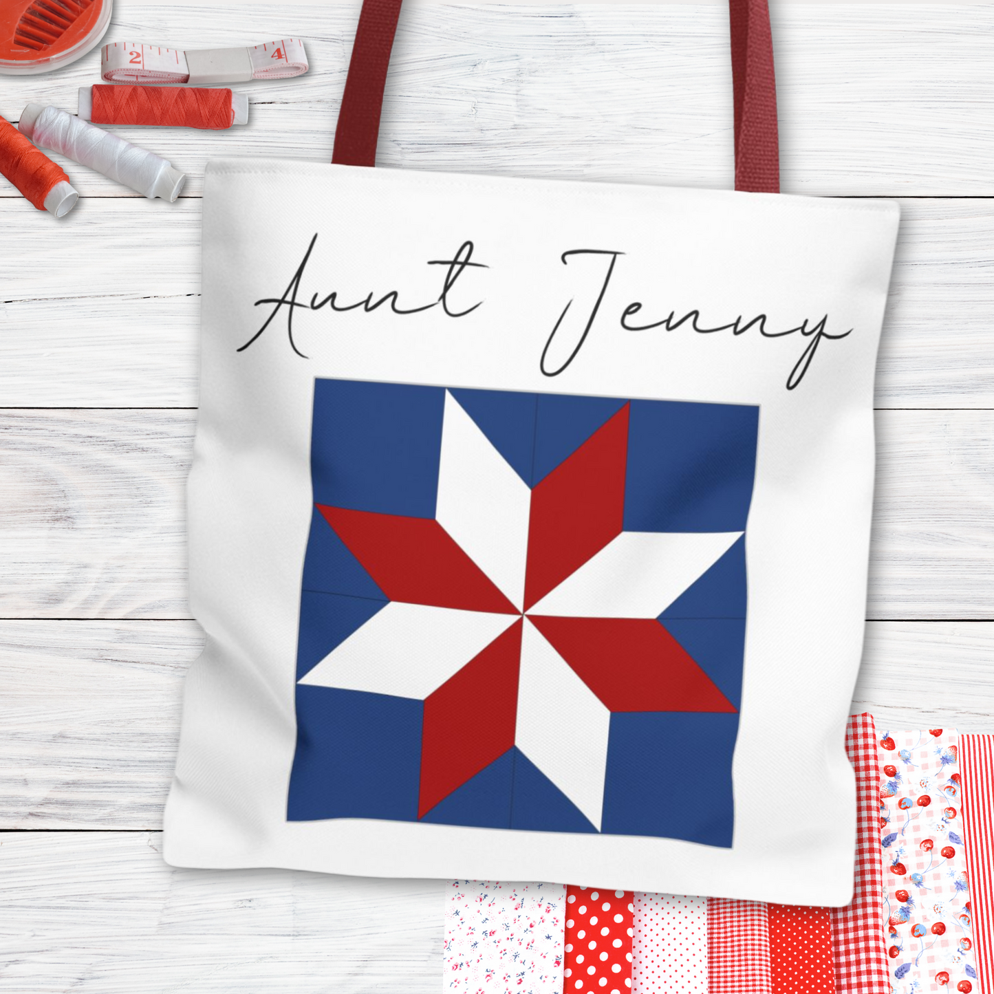 Personalized USA Quilt Block Tote Bag in 3 Designs