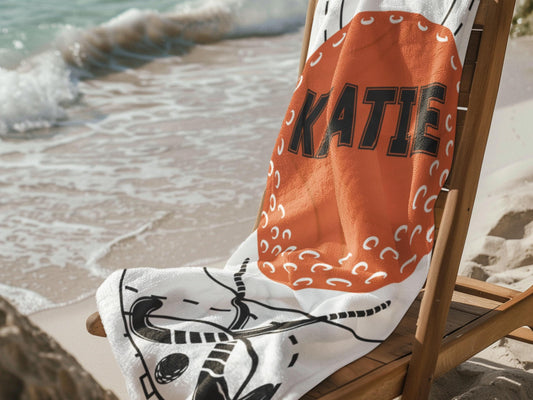 Personalized Field Hockey Towel: Custom Name Beach & Pool Towel