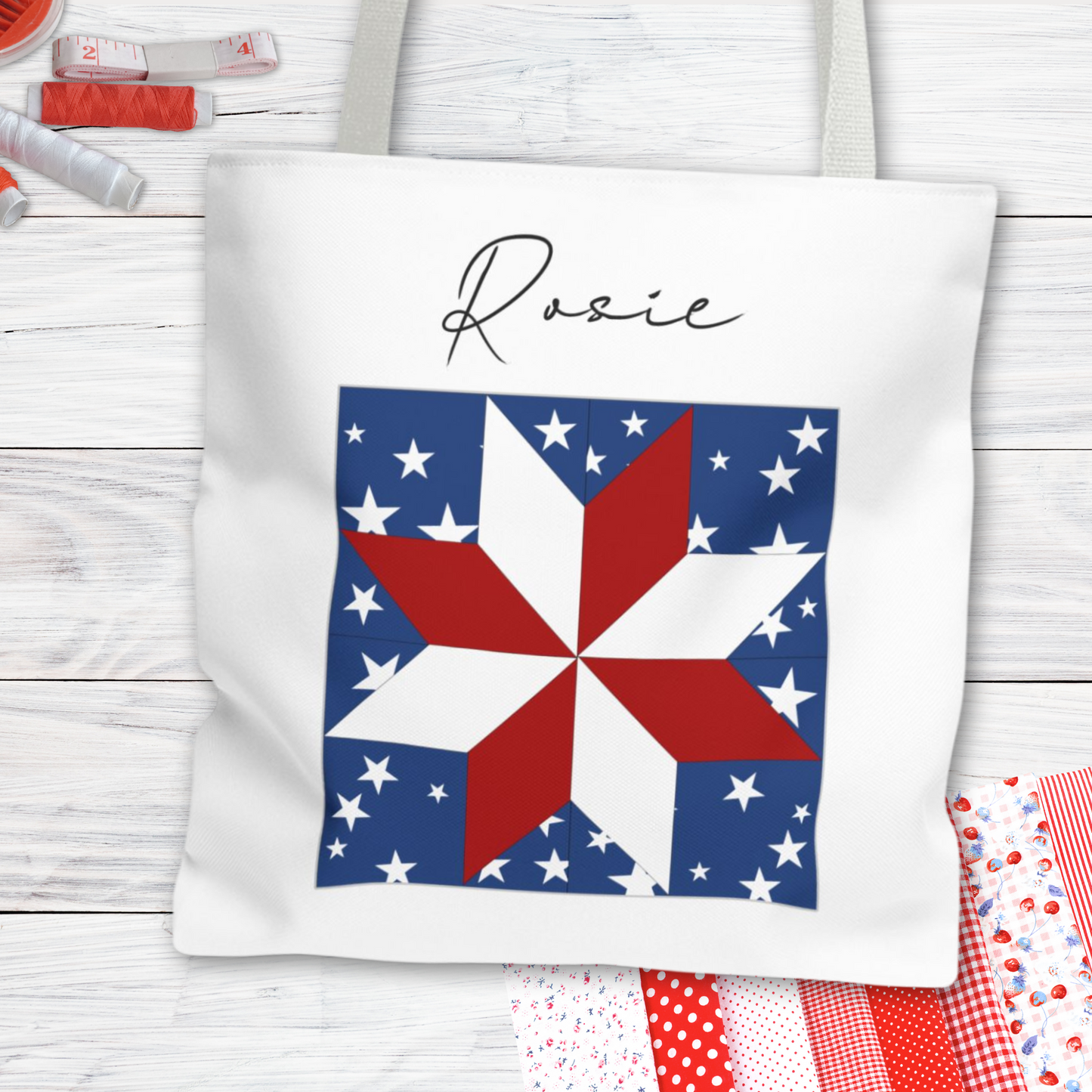 Personalized USA Quilt Block Tote Bag in 3 Designs