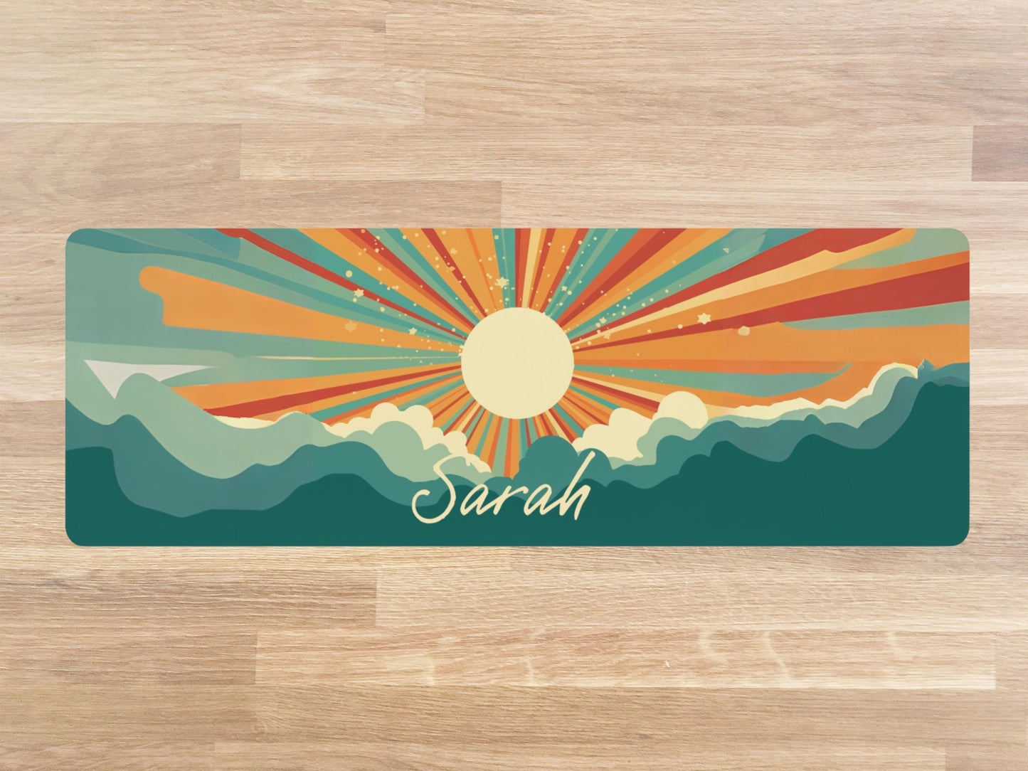 Custom Yoga Mat with Name, Pilates, Personalized Mat, Mother's Day Gift, Sun Yoga Mat