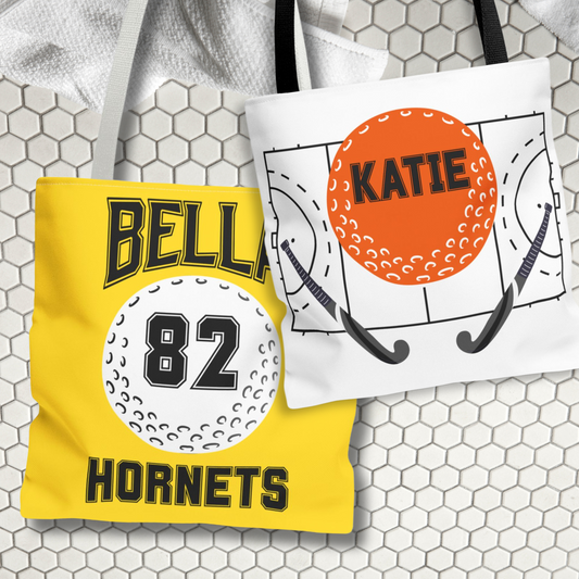 Personalized Field Hockey Tote Bag: Custom Name & Team Colors