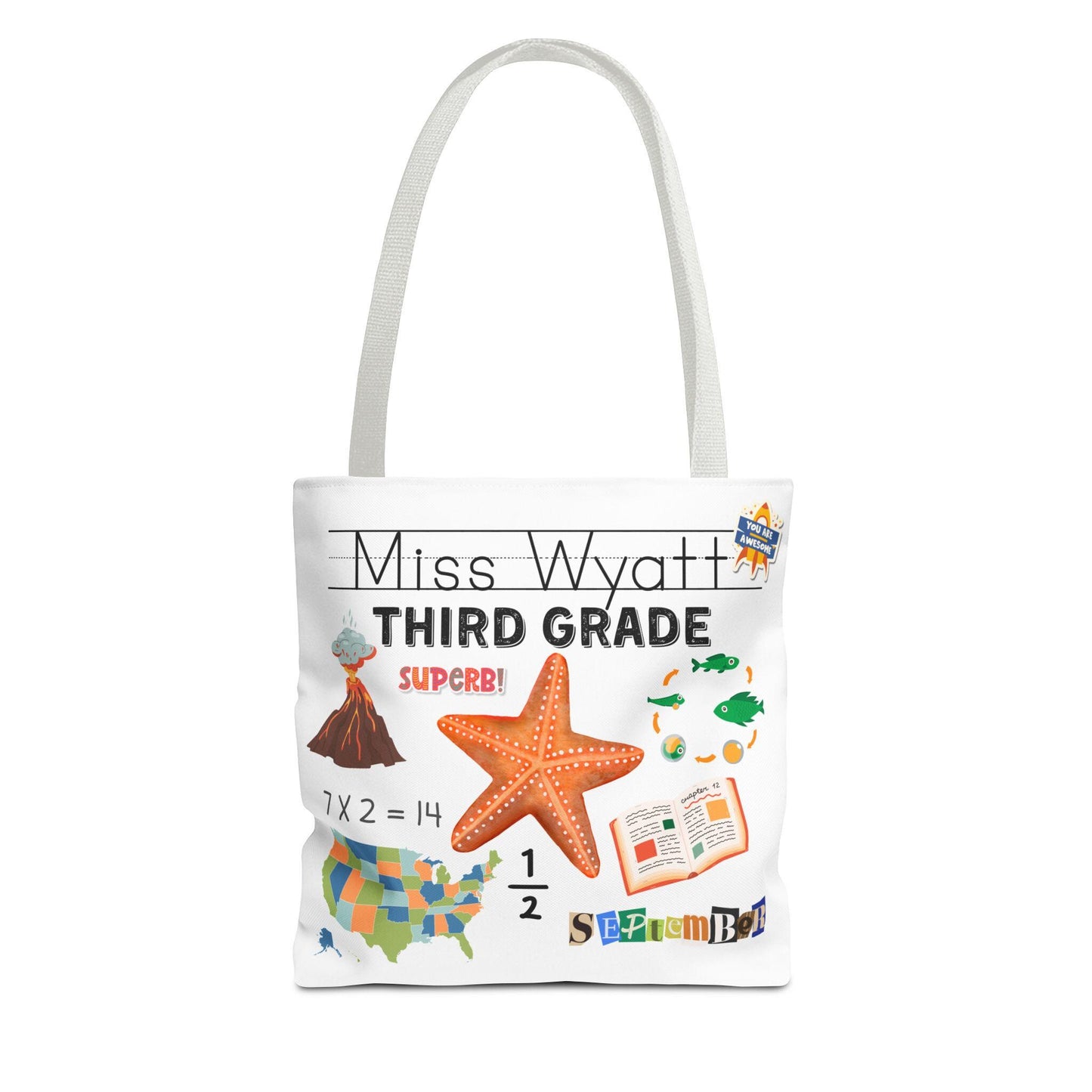 Personalized Third Grade Teacher Tote Bag