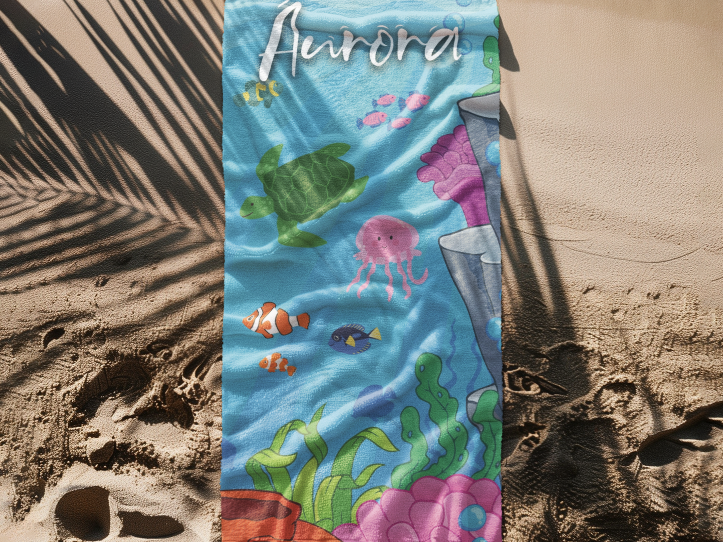 Personalized Kids Beach Towel: Under the Sea Theme