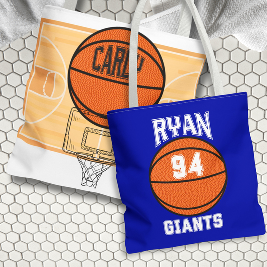 Personalized Basketball Tote Bag: Custom Name & Team Colors