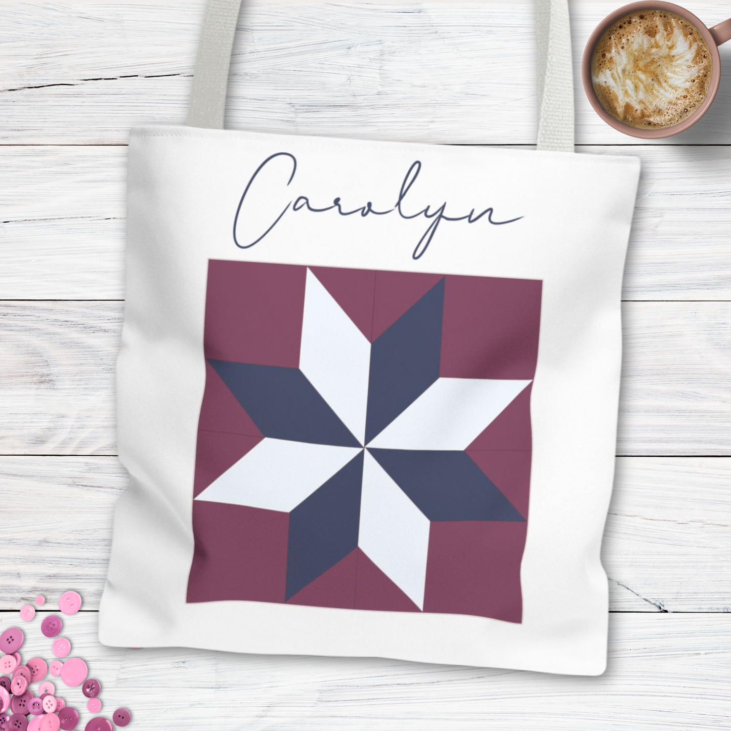 Personalized Quilt Block Tote Bag in 3 Designs