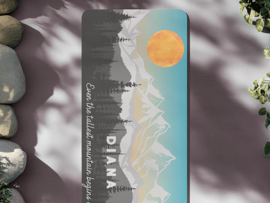 Personalized Mountain Yoga Mat: Rocky Mountains Custom Pilates Mat with Strap