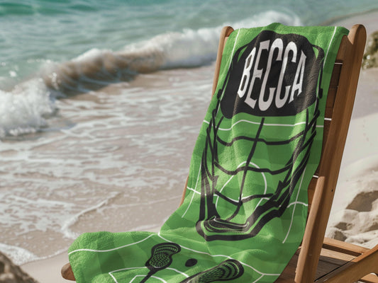 Personalized Lacrosse Towel: Custom Name Beach & Pool Towel