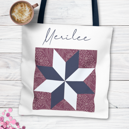 Personalized Quilt Block Tote Bag in 3 Designs