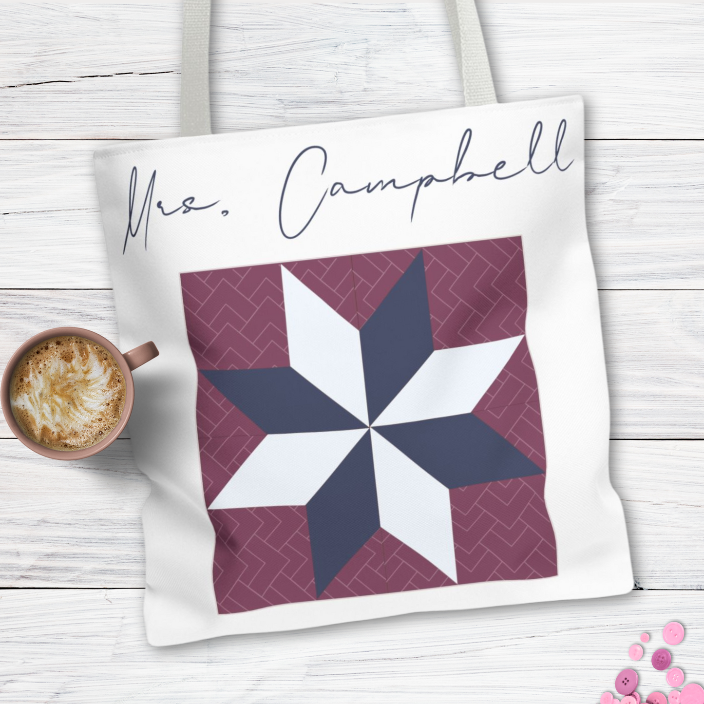 Personalized Quilt Block Tote Bag in 3 Designs