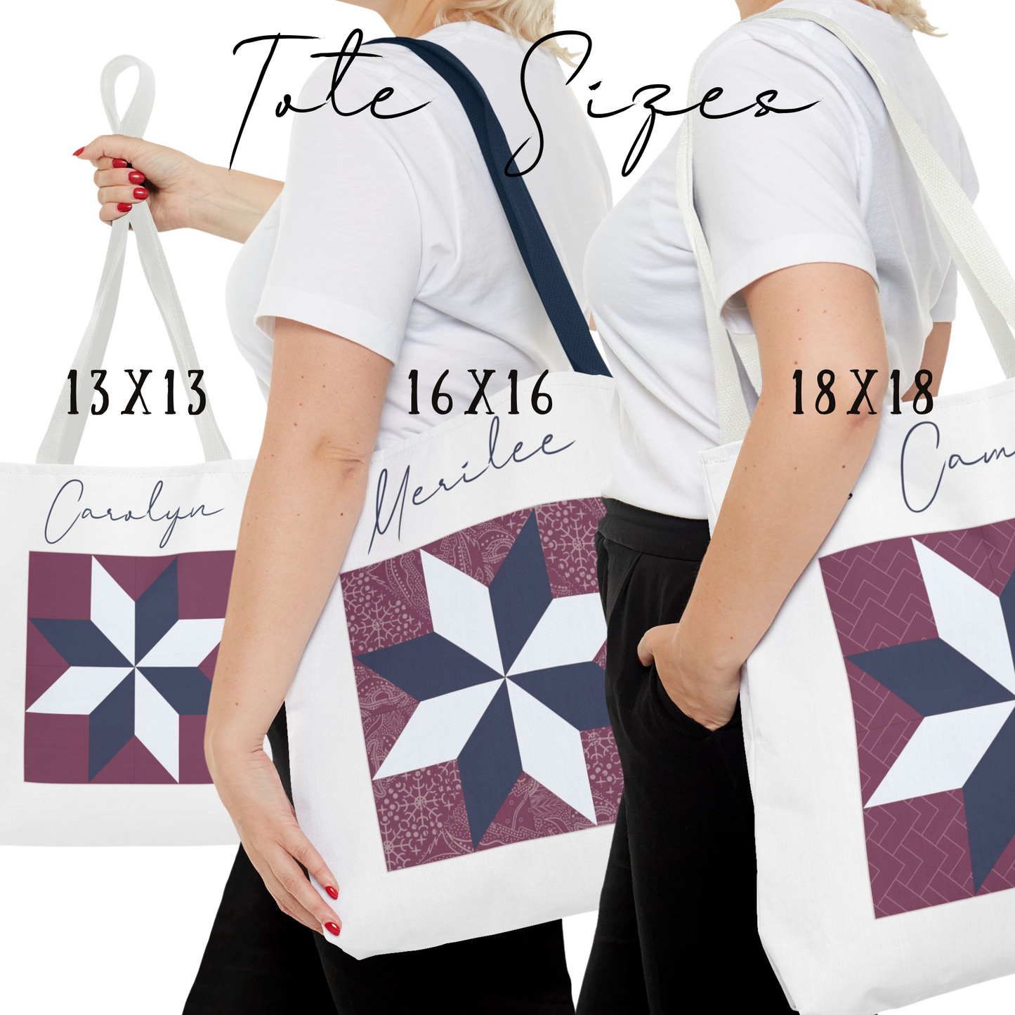 Personalized Quilt Block Tote Bag in 3 Designs