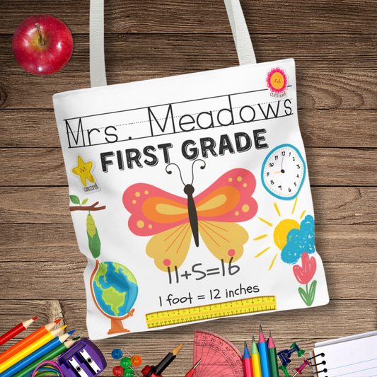Personalized First Grade Teacher Tote Bag