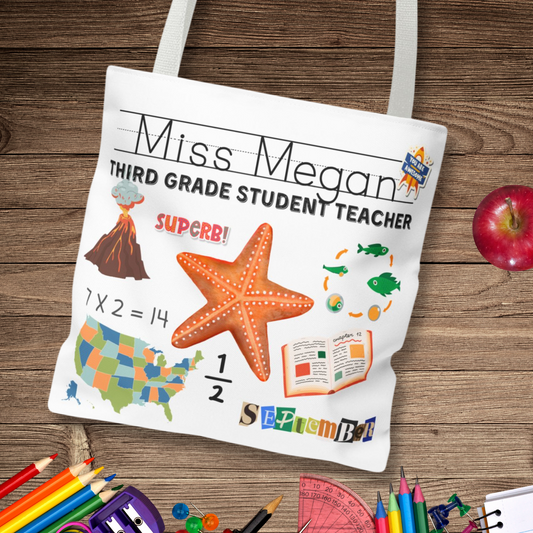 Personalized Third Grade Teacher Tote Bag