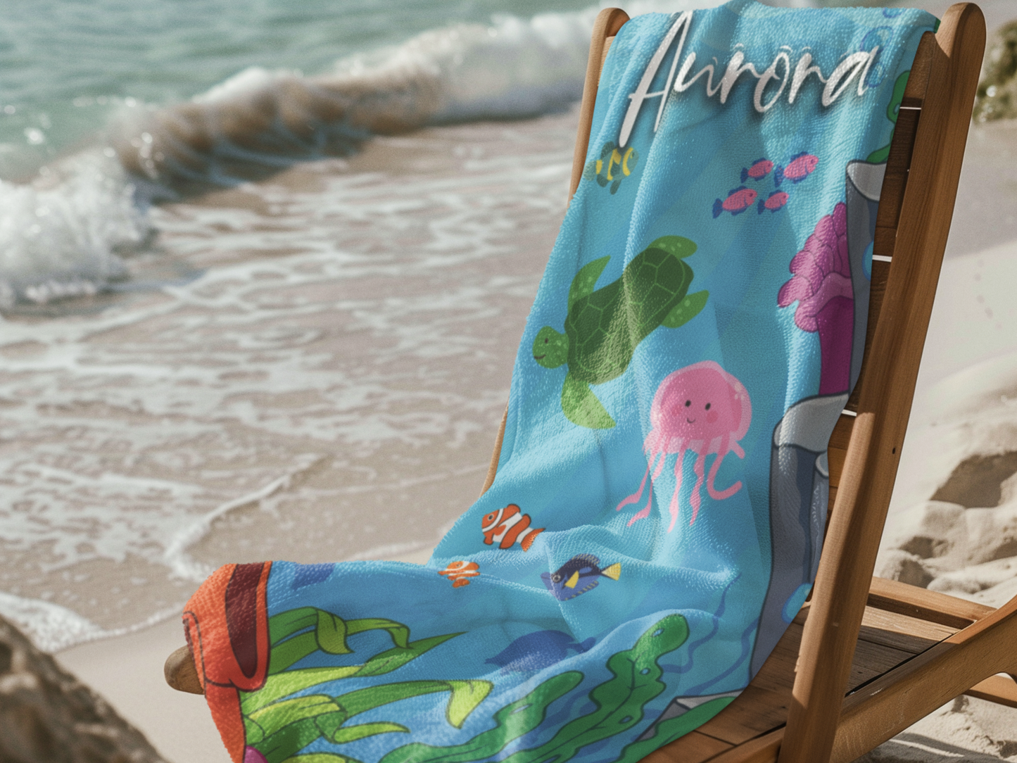 Personalized Kids Beach Towel: Under the Sea Theme