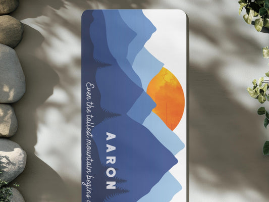 Personalized Mountain Yoga Mat: Blue Ridge Mountains Custom Pilates Mat with Strap