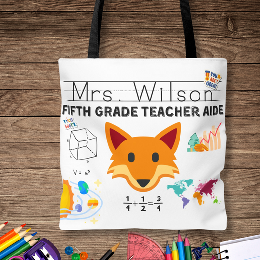 Personalized Fifth Grade Teacher Tote Bag
