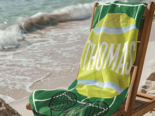 Personalized Tennis Towel: Custom Name Beach & Pool Towel