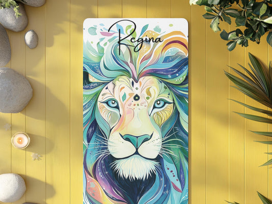 Personalized Lion Yoga Mat: Colorful Pilates Mat, Leo Spirit Animal