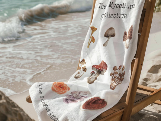 Personalized Mushroom Towel: Watercolor Fungi Design, Science Gift