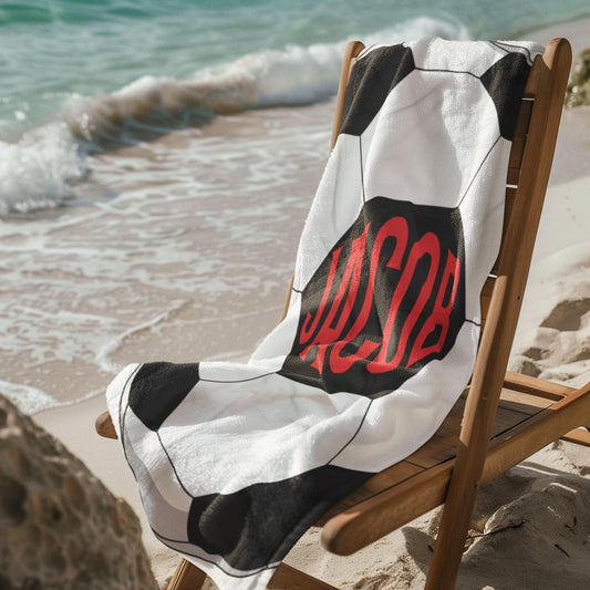 Personalized Soccer Towel: Custom Name Beach & Pool Towel