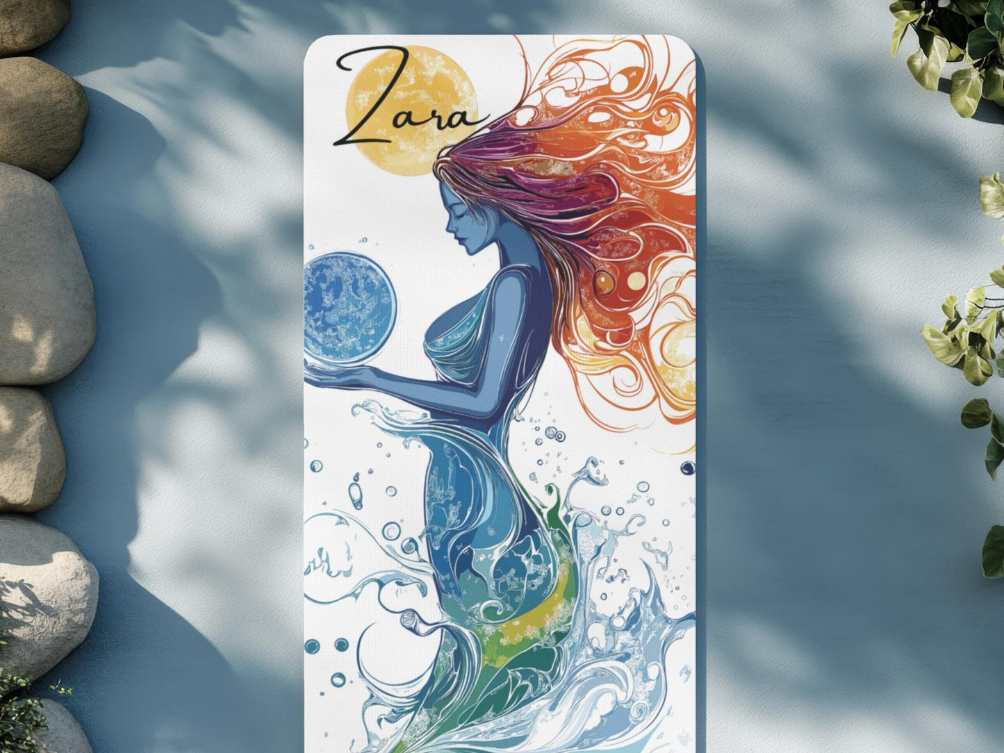 Personalized Zodiac Yoga Mat: Aquarius Woman Gift