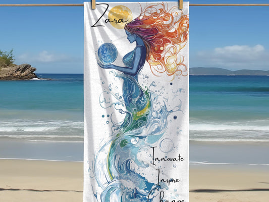 Aquarius Beach Towel: Personalized Astrology Gift