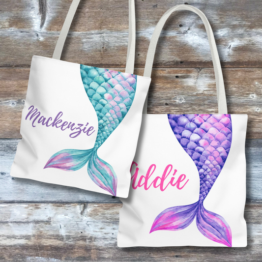 Personalized Mermaid Tail Tote Bag