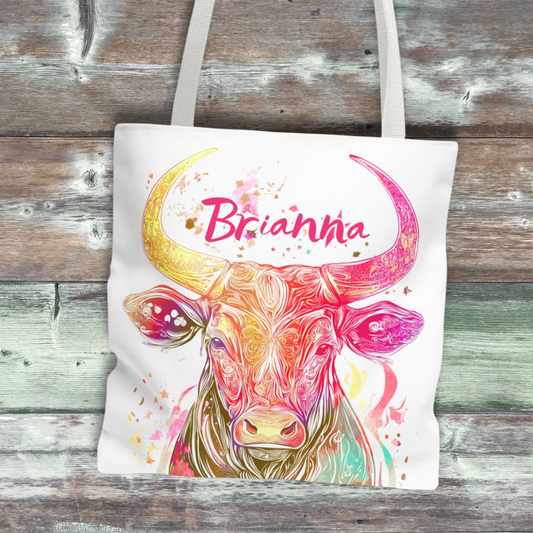 Personalized Bull Tote Bag