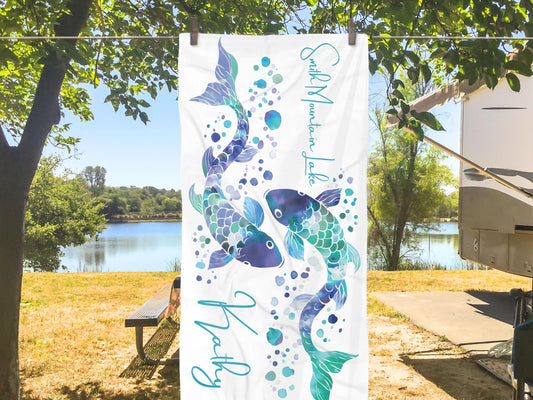 Personalized Beach Towel: Custom Pisces Fish Design