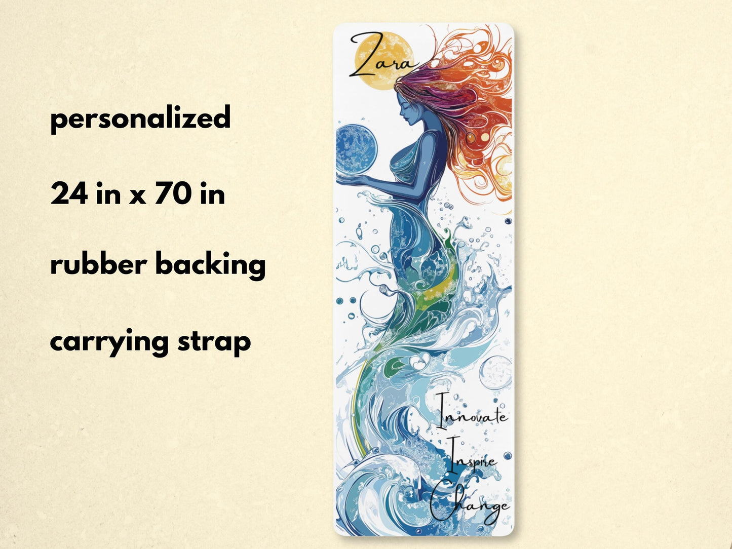 Personalized Zodiac Yoga Mat: Aquarius Woman Gift