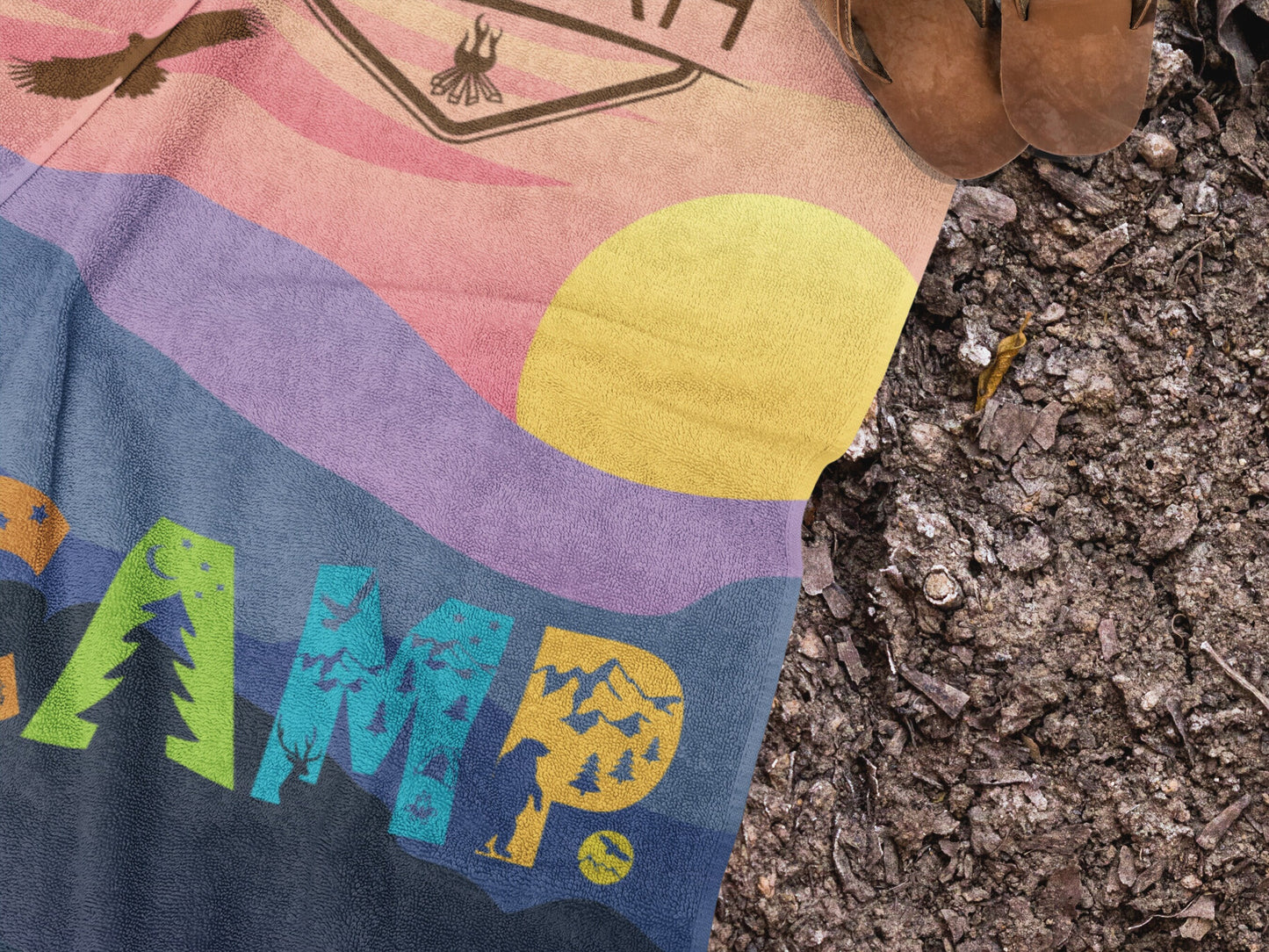 Personalized Camp Beach Towel for Kids: Camping Trip, Family Vacation