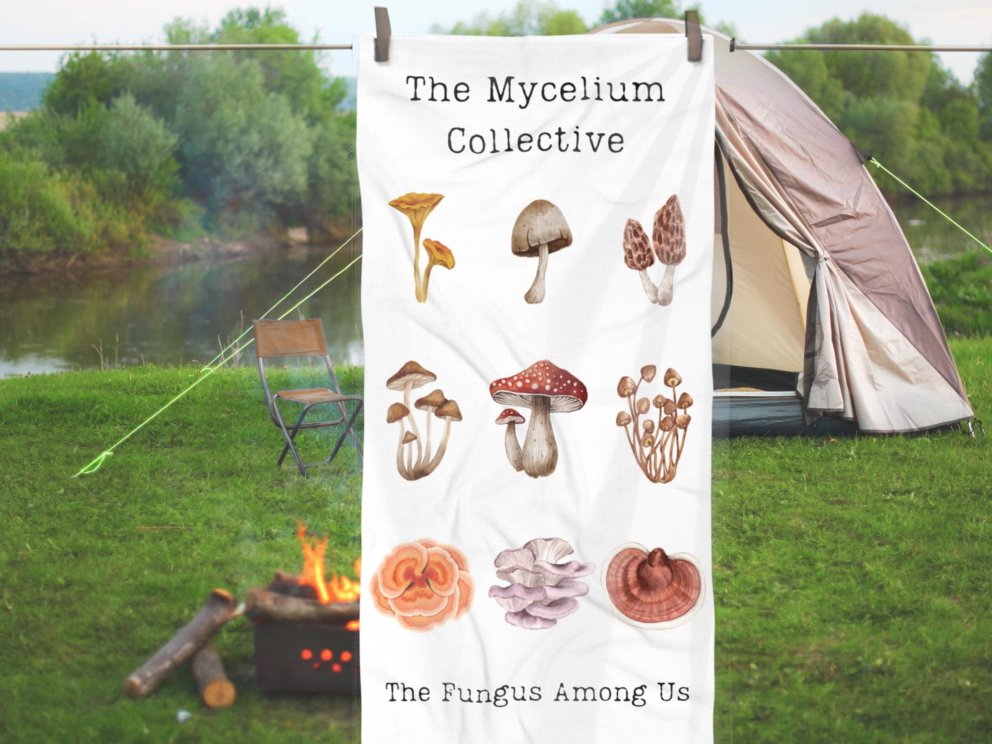 Personalized Mushroom Towel: Watercolor Fungi Design, Science Gift