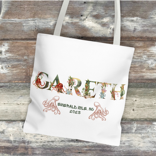 Personalized Ocean Sea Creature Alphabet Vacation Tote Bag