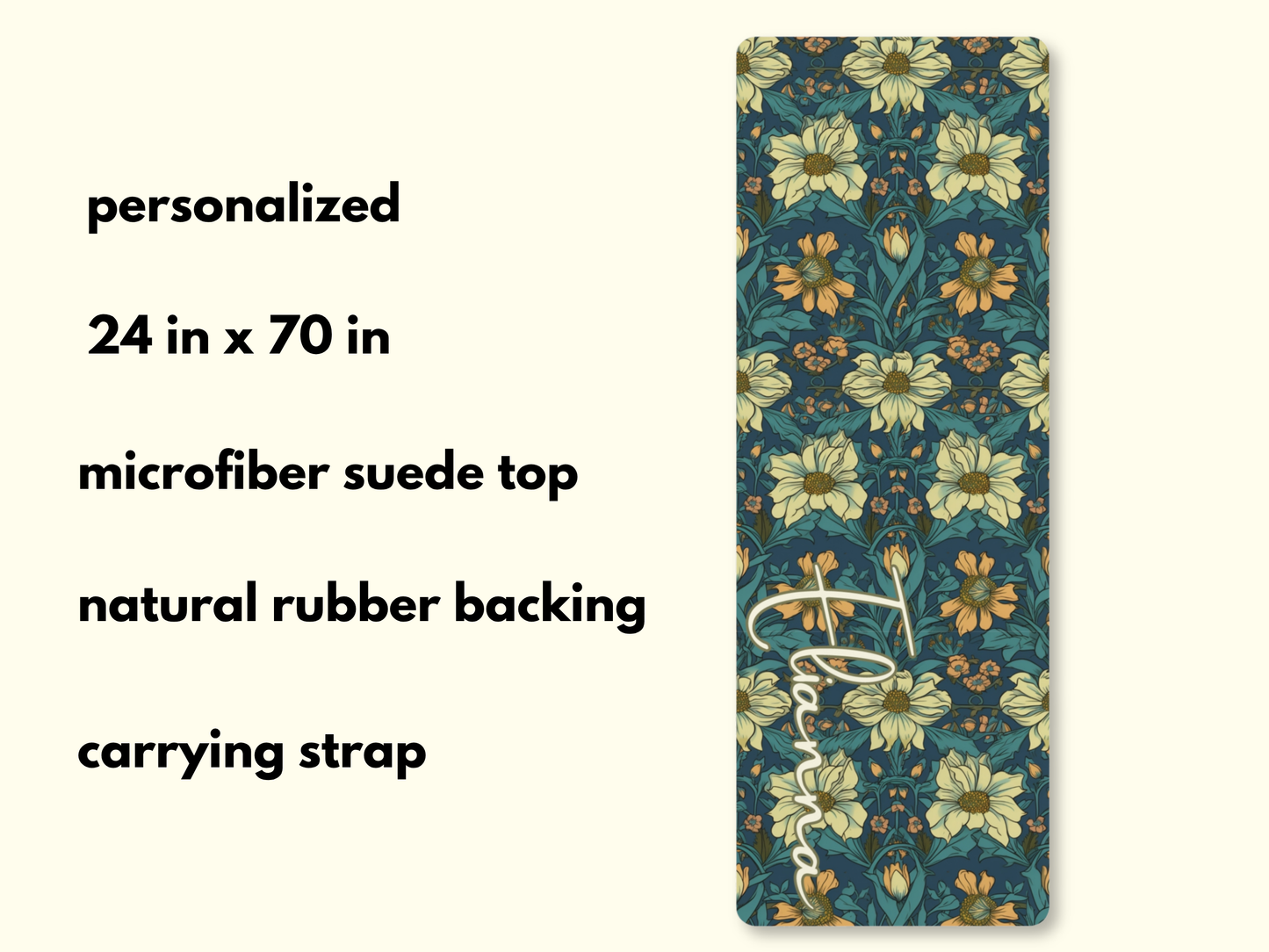 Personalized Indian Block Flower Print Yoga Mat: Custom Pilates Mat