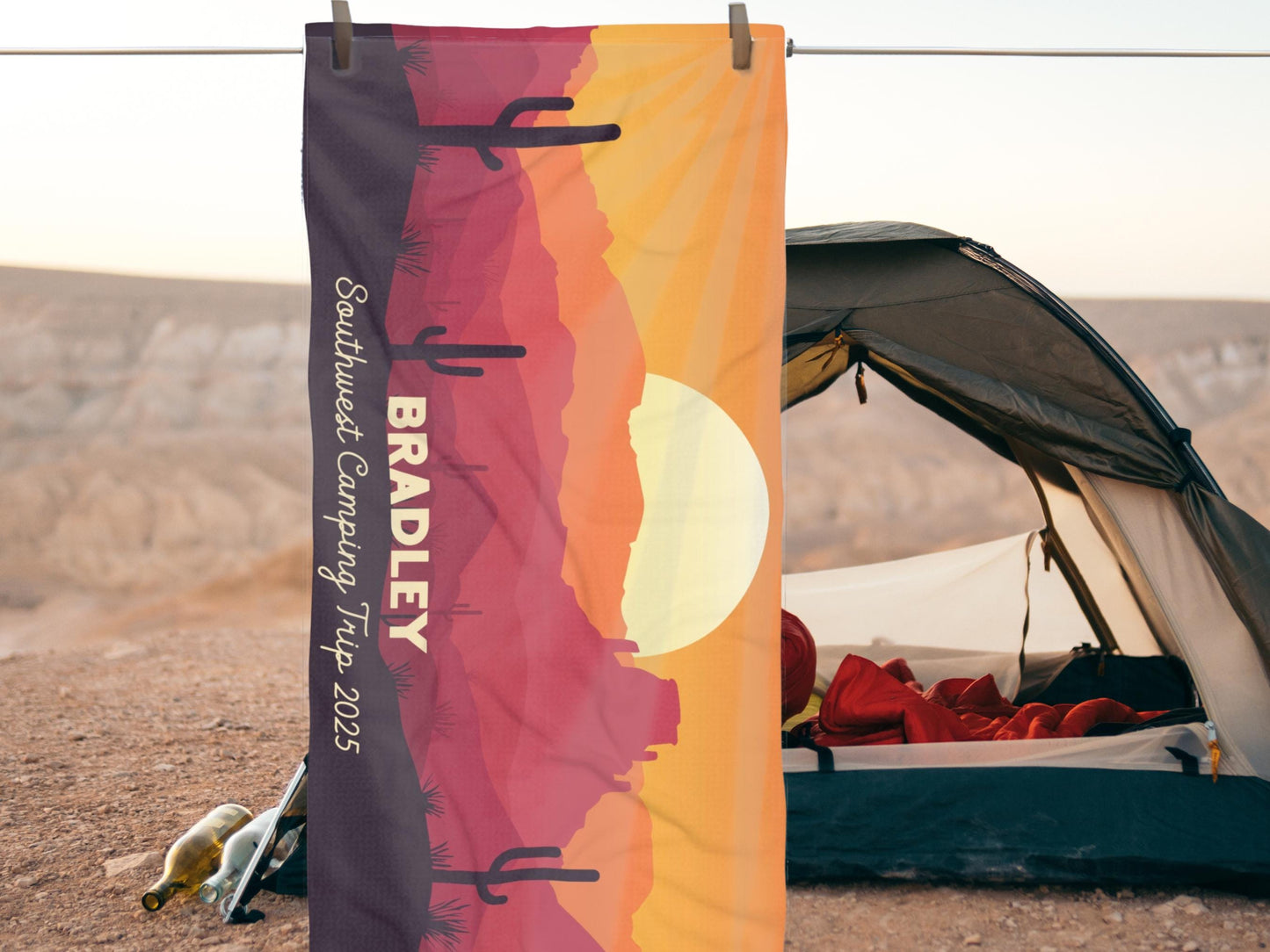 Personalized Camping Towel: Southwest Custom Mountain Design
